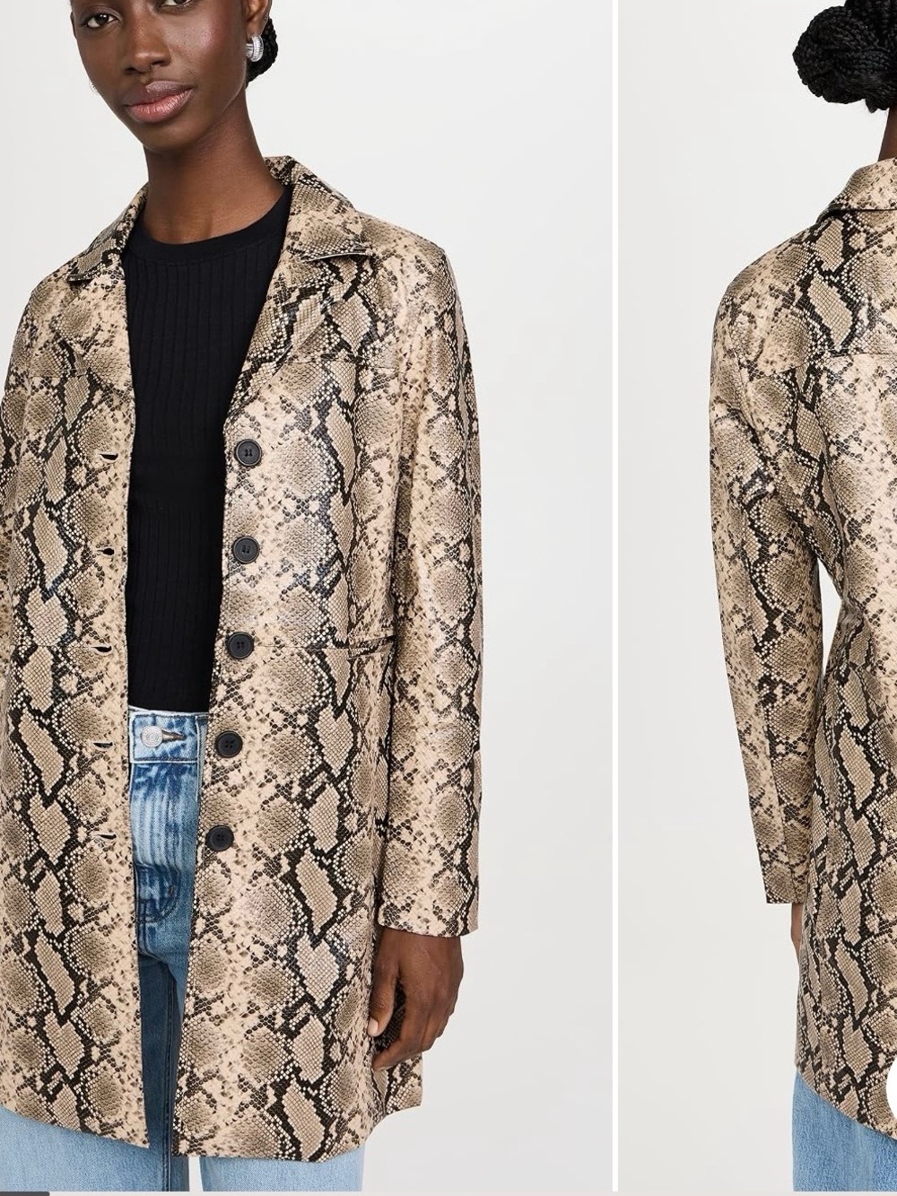 NWOT Blank NYC Snake-Print Midi Trench Coat